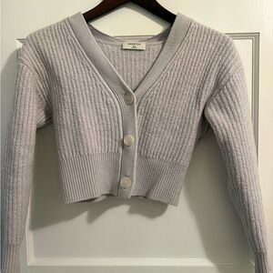 Babaton Light Purple Wool Cardigan Sweater